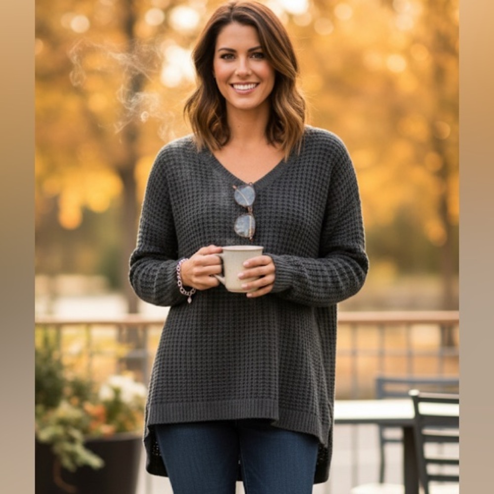 Gray Waffle Sweater